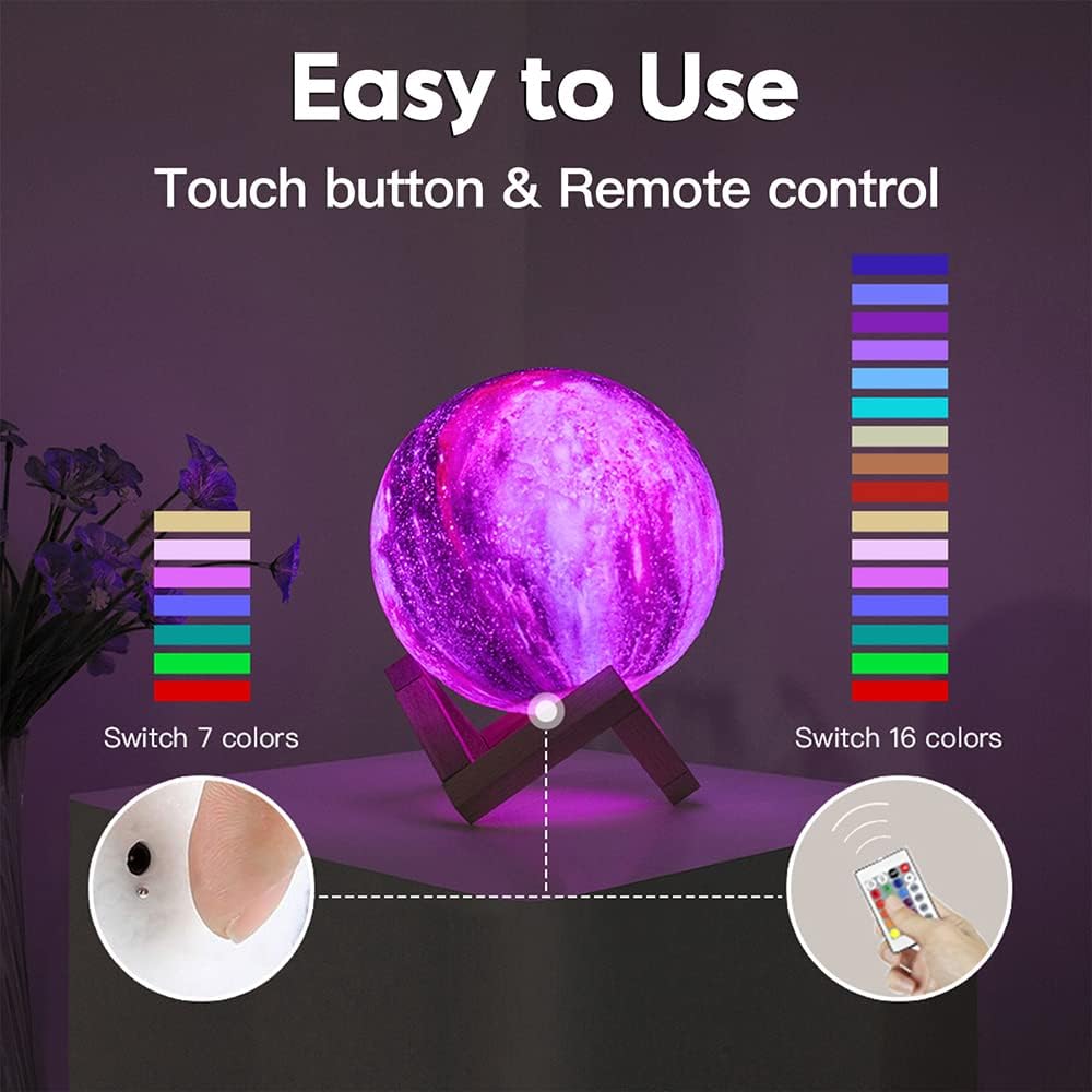 Galaxy Moon Lamp with Remote and Touch