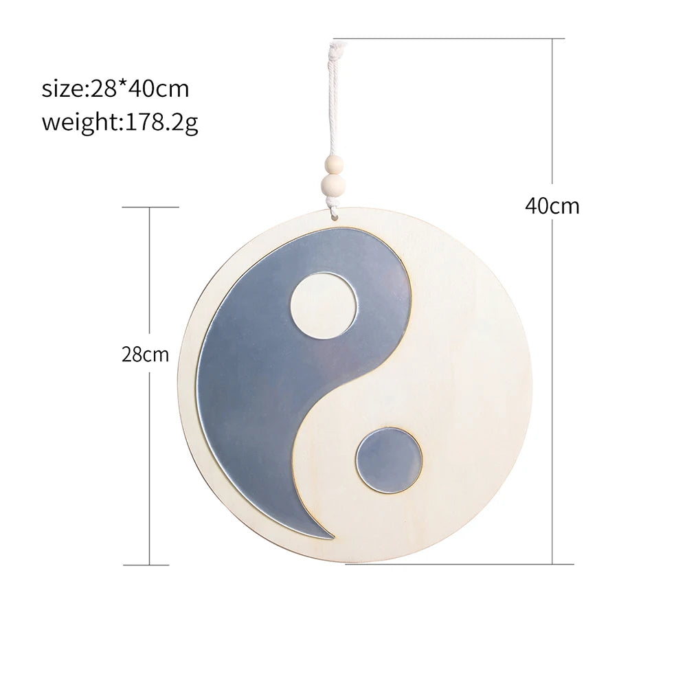 Boho Wooden Yin Yang Wall Mirror – Home Decor