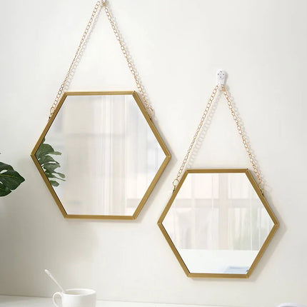 Hexagonal Iron Wall Mirror – Decorative Mounted Mirror