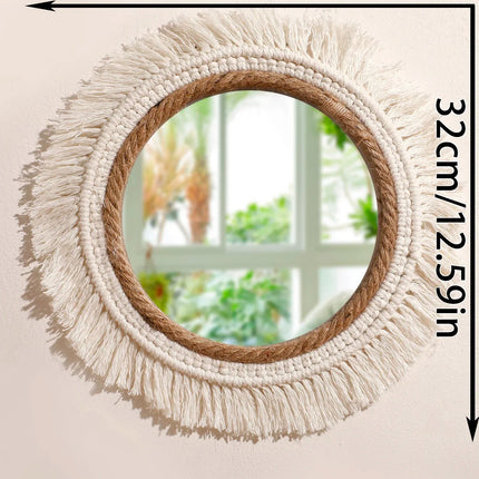 Bohemian Woven Wall Mirror – Handmade Decor