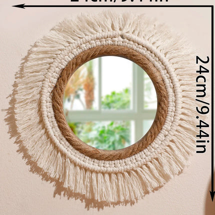 Bohemian Woven Wall Mirror – Handmade Decor