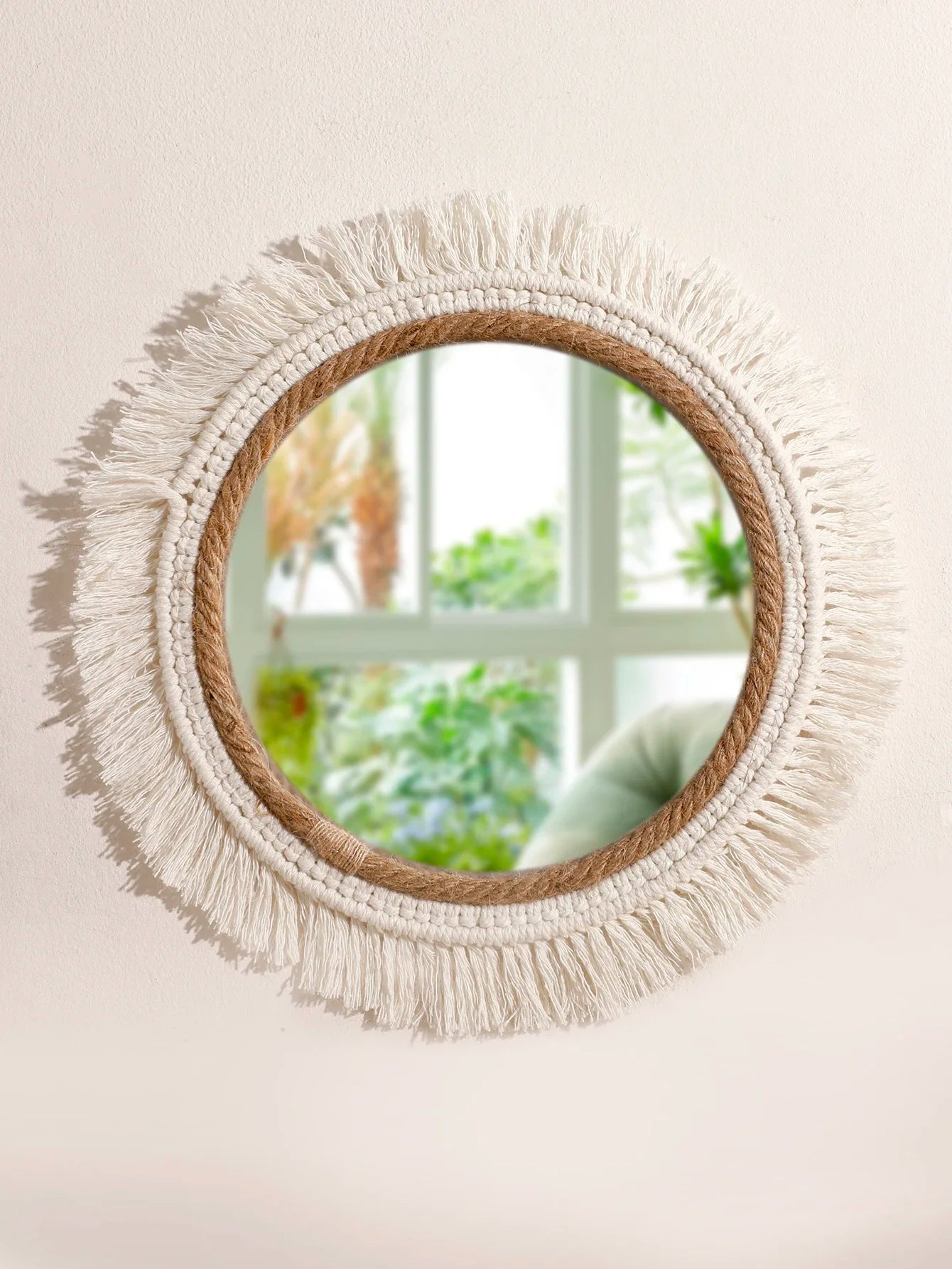 Bohemian Woven Wall Mirror – Handmade Decor