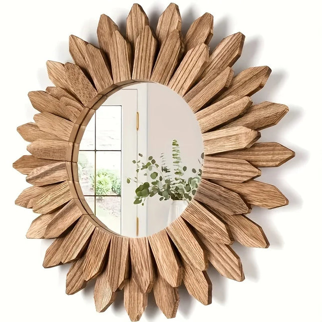 Sunflower Decorative Mirror, Wall Mirror, Wooden Decorative Mirror, Bedroom Living Room Wall Decoration, Home Decoration