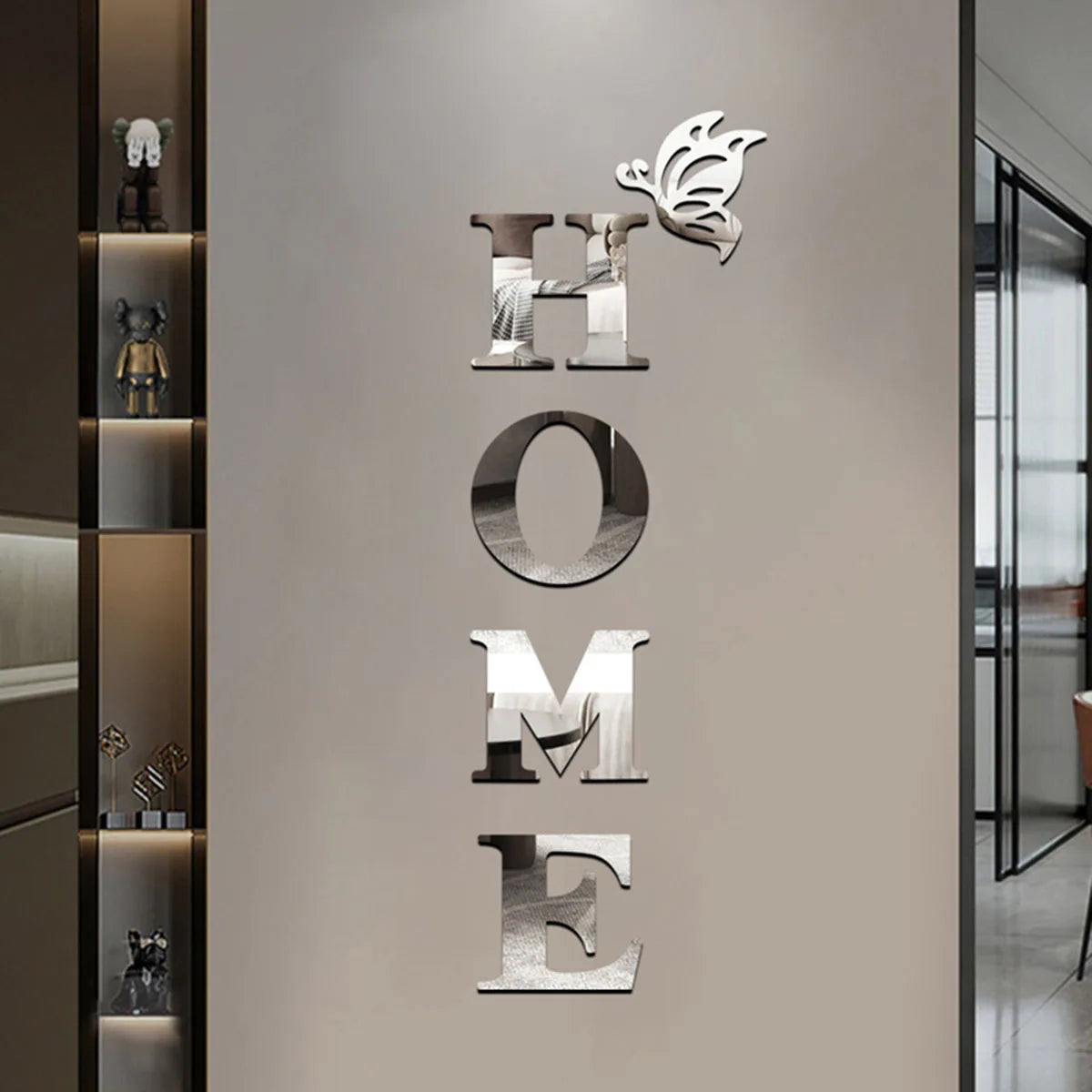 3D Home Logo Mirror Wall Sticker – Entrance Decor