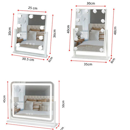 Rotatable LED Silver Bedroom Mirror