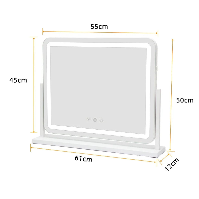 Rotatable LED Silver Bedroom Mirror