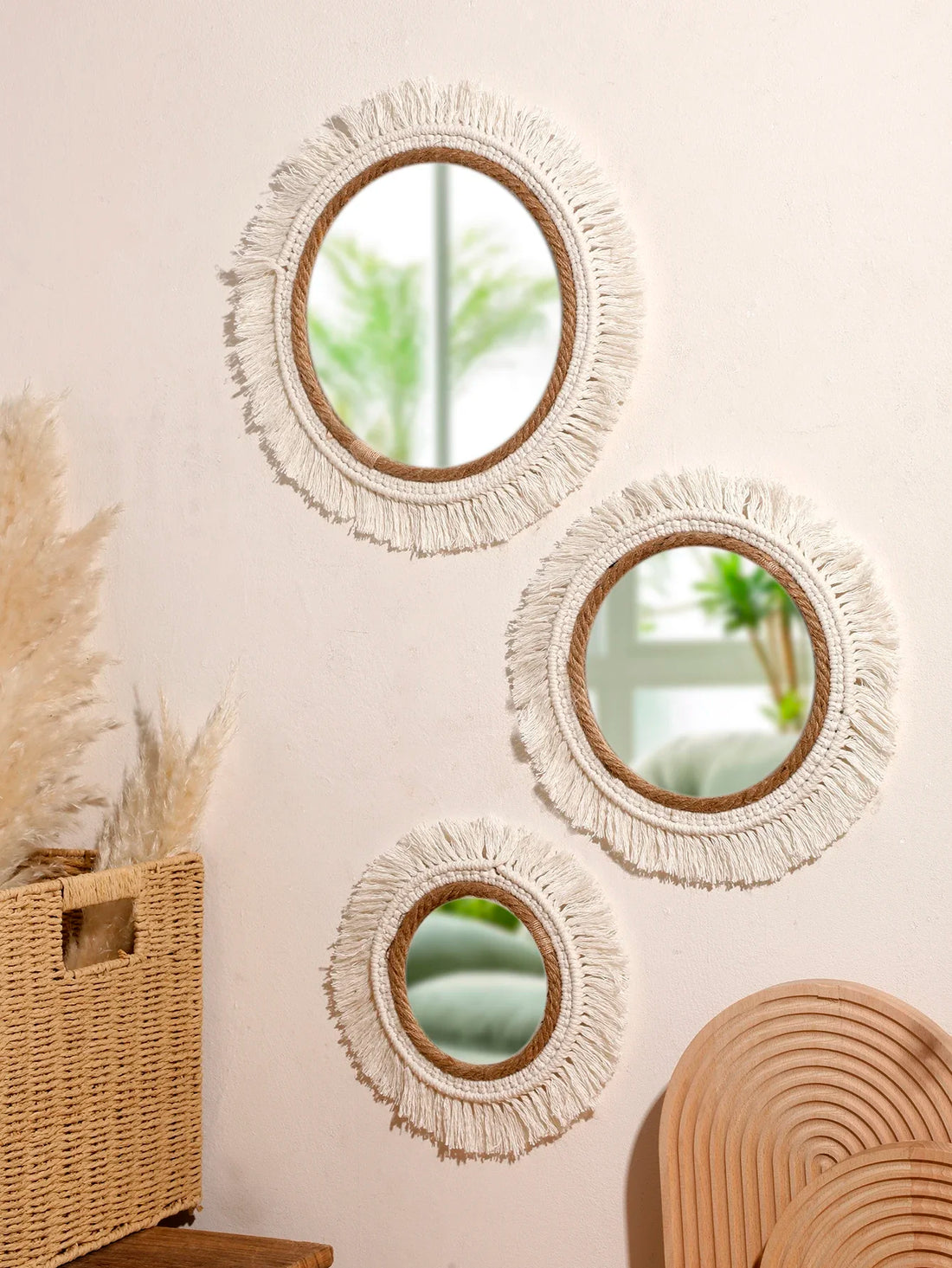 Bohemian Woven Wall Mirror – Handmade Decor