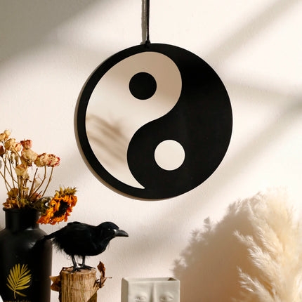 Boho Wooden Yin Yang Wall Mirror – Home Decor
