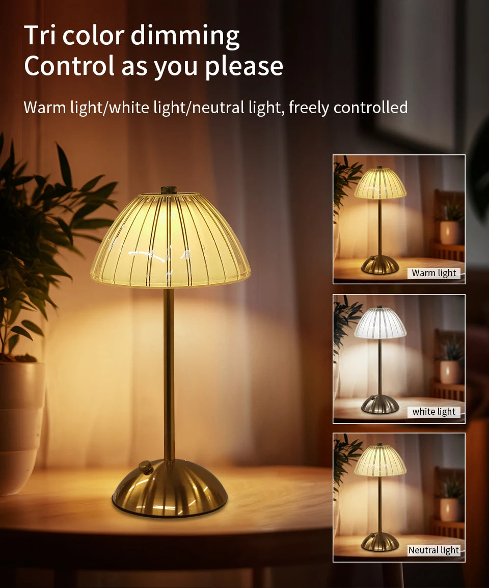 LED Table Lamp Touch Sensor Dimmable Desktop Night Light Rechargeable Wireless Reading Lamp for Hotel Bar Bedroom Decor Light