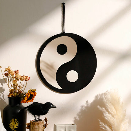 Boho Wooden Yin Yang Wall Mirror – Home Decor