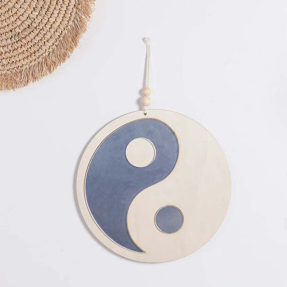 Boho Wooden Yin Yang Wall Mirror – Home Decor
