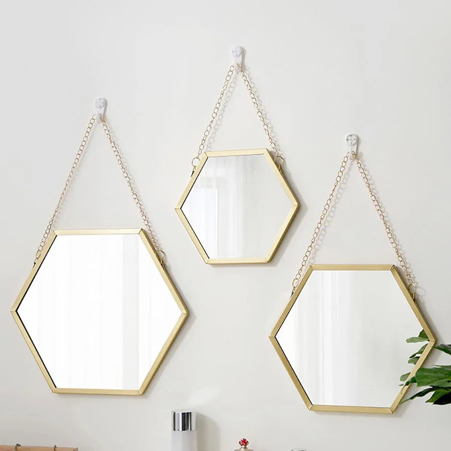 Hexagonal Iron Wall Mirror – Decorative Mounted Mirror