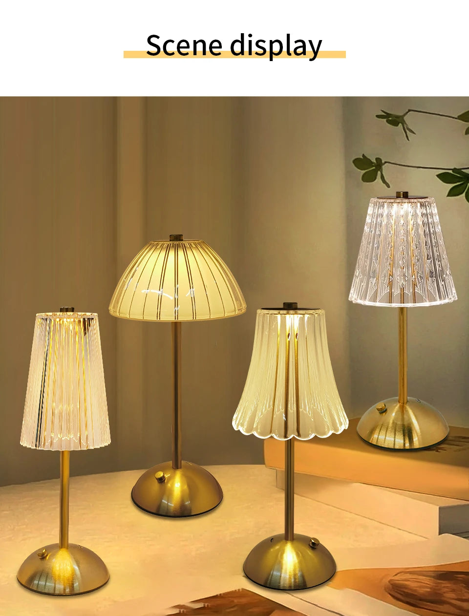 LED Table Lamp Touch Sensor Dimmable Desktop Night Light Rechargeable Wireless Reading Lamp for Hotel Bar Bedroom Decor Light