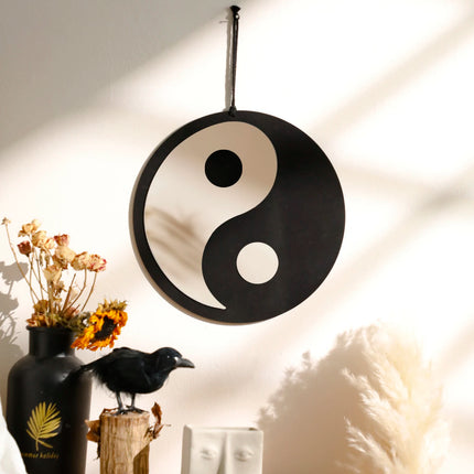 Boho Wooden Yin Yang Wall Mirror – Home Decor