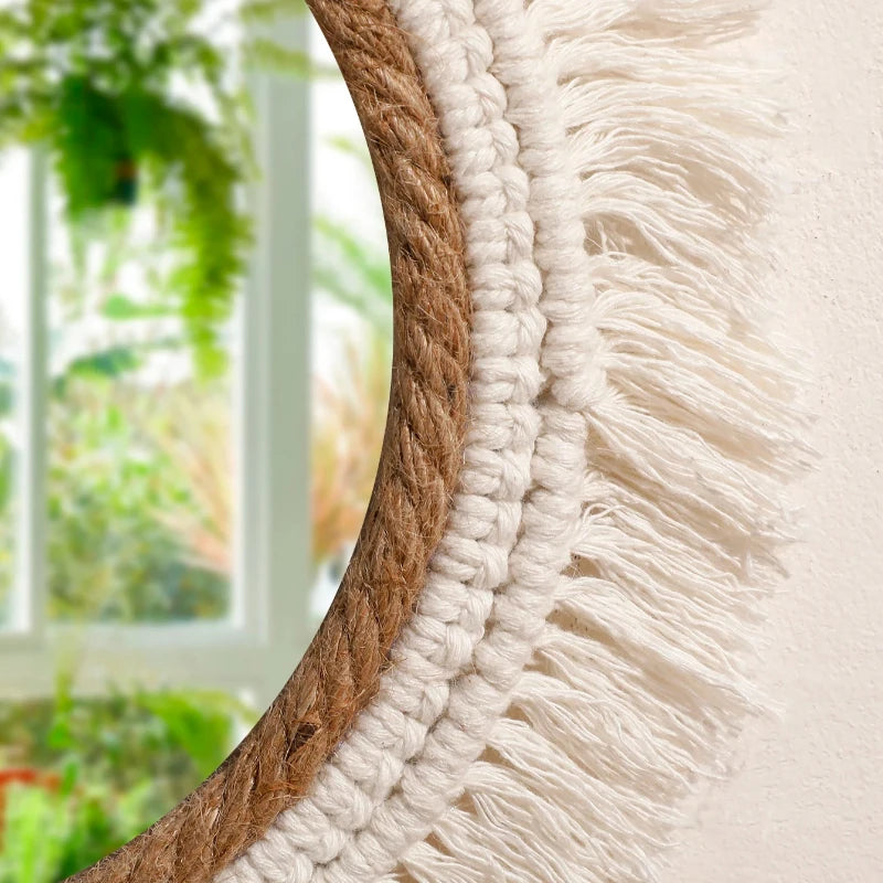 Bohemian Woven Wall Mirror – Handmade Decor