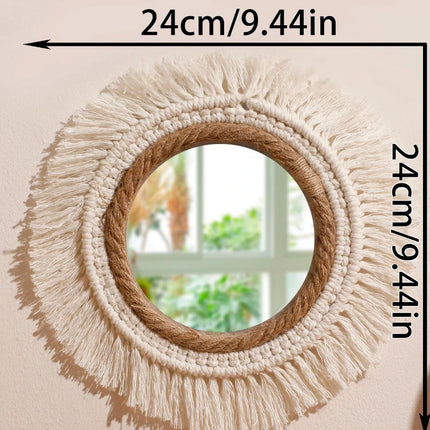 Bohemian Woven Wall Mirror – Handmade Decor