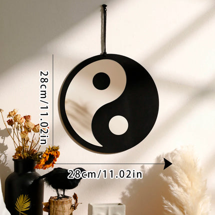 Boho Wooden Yin Yang Wall Mirror – Home Decor