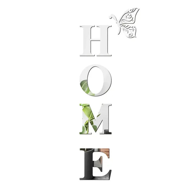 3D Home Logo Mirror Wall Sticker – Entrance Decor