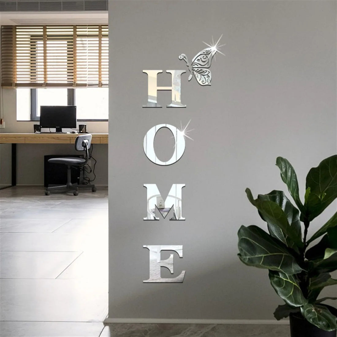 3D Home Logo Mirror Wall Sticker – Entrance Decor
