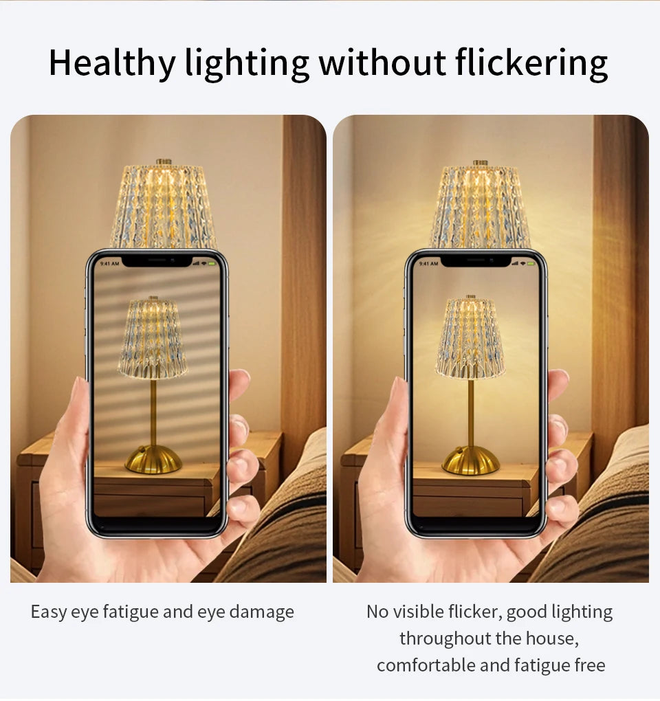 LED Table Lamp Touch Sensor Dimmable Desktop Night Light Rechargeable Wireless Reading Lamp for Hotel Bar Bedroom Decor Light