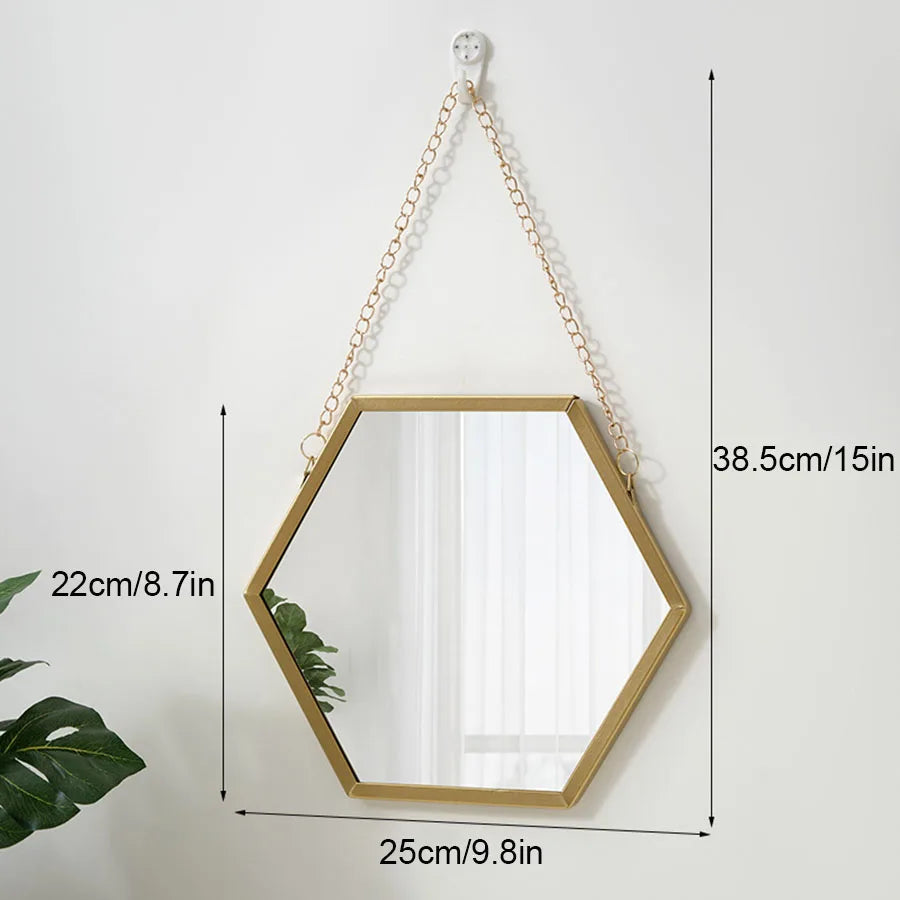 Hexagonal Iron Wall Mirror – Decorative Mounted Mirror